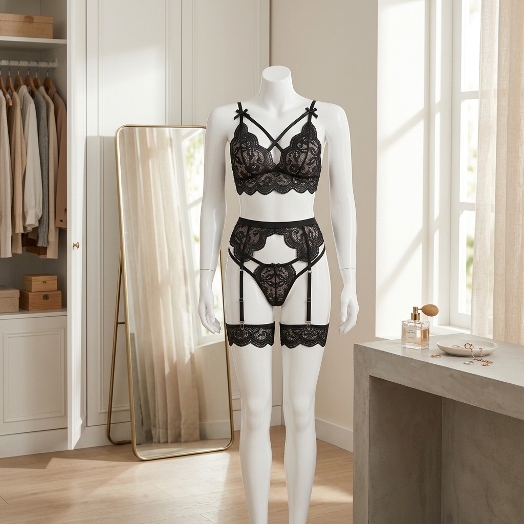 Dameslingerieset met bloemenka - Garter Belt Set recensie en prijs